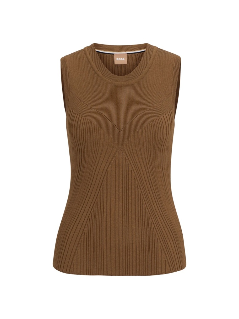 BOSS Sleeveless Knitted Top with Ribbed Structure
